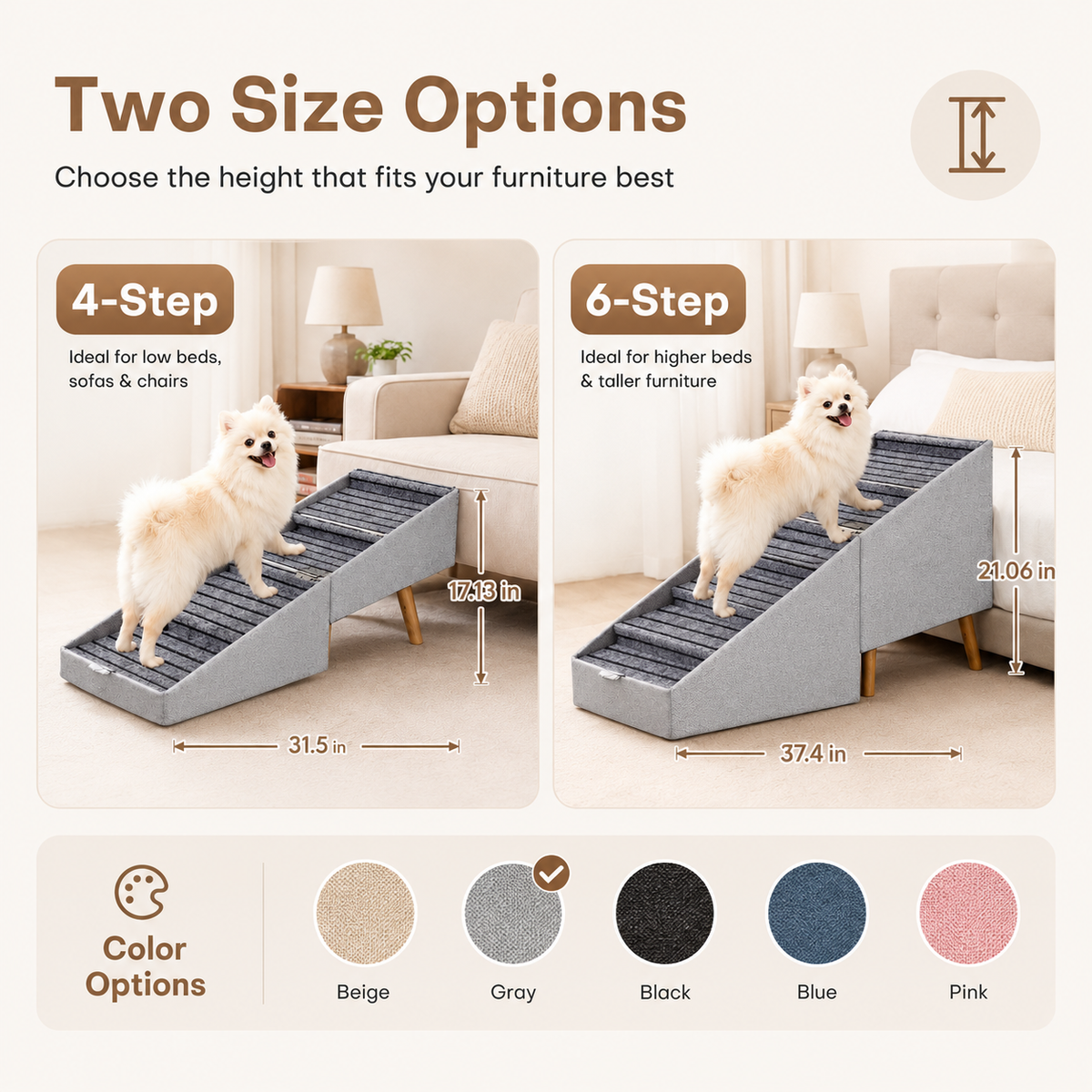 Foldable Pet Steps for Sofa & Bed – Comfortable Climbing Helper