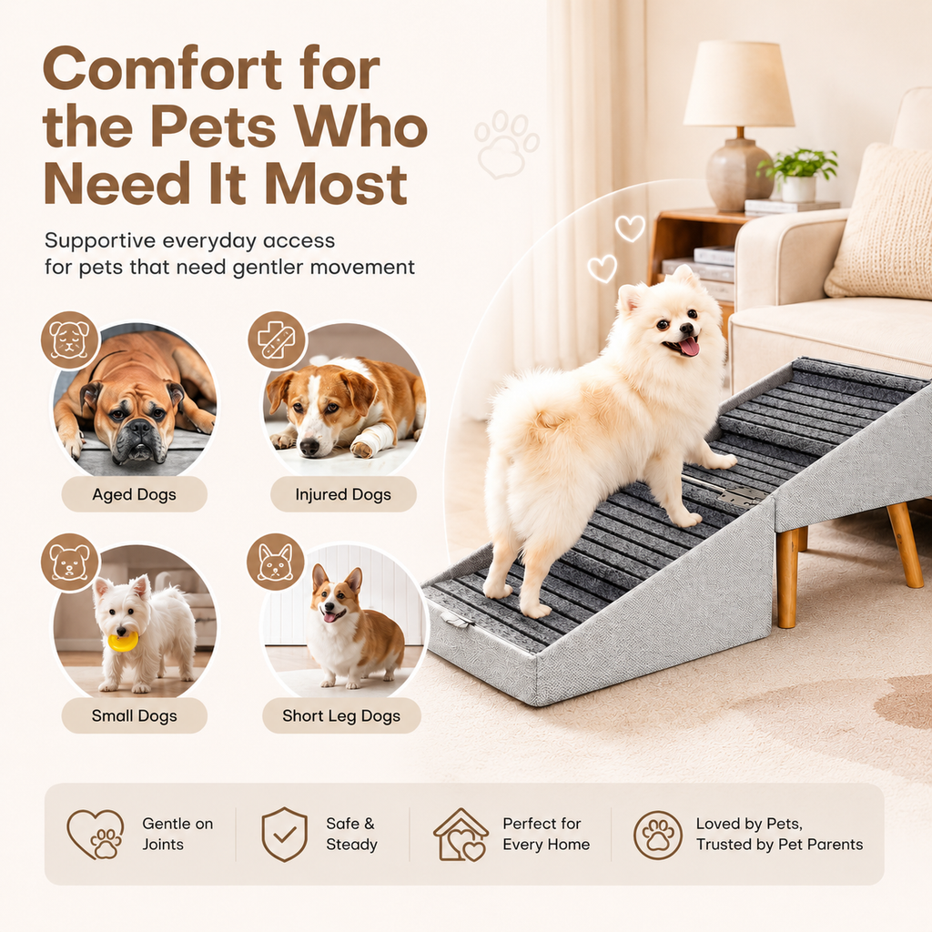 Foldable Pet Steps for Sofa & Bed – Comfortable Climbing Helper
